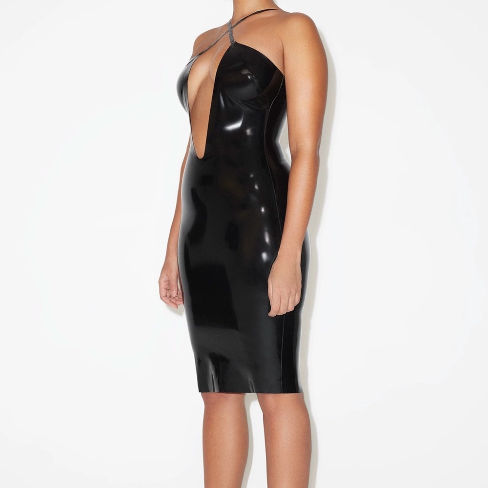 KHY BY KYLIE JENNER X POSTER GIRL Latex Cutout Dress in Black XS, NWT